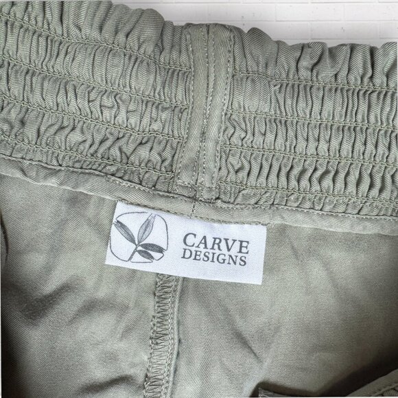 CARVE DESIGNS Sage Olive Green Tencel Drawstring Elastic Waist Jogger Pants 2 - Picture 3 of 5
